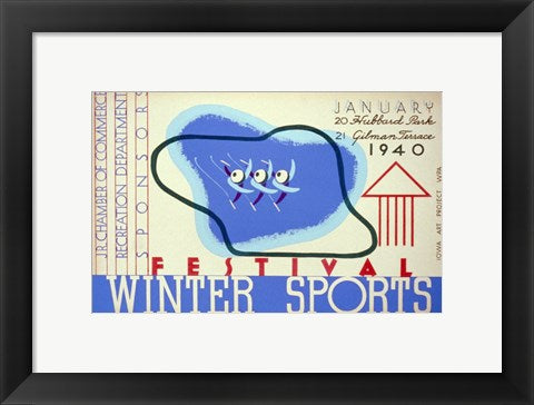 Framed Art Winter sports festival, Jr. Chamber of Commerce Wall Decor 18x24 Artwork