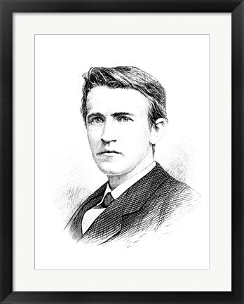 Framed Art Thomas A Edison etching Wall Decor 18x24 Artwork