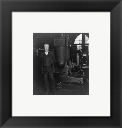 Framed Art Thomas Edison and his original dynamo 1906 Wall Decor 18x24 Artwork