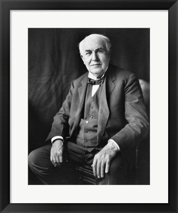 Framed Art Thomas Edison Seated Wall Decor 18x24 Artwork