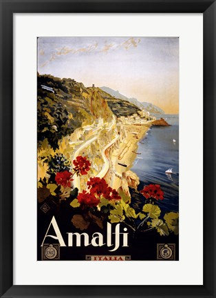 Framed Art Amalfi, travel poster Framed Art for your Home Wall Decor 18x24 Artwork