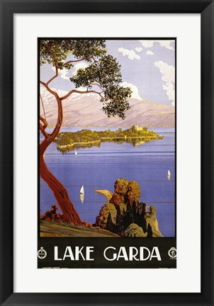 Framed Art Lake Garda Travel Poster Wall Decor 18x24 Artwork