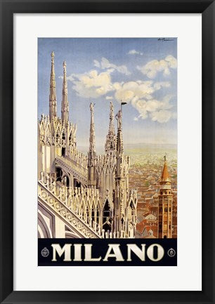 Framed Art Milano Travel Poster Wall Decor 18x24 Artwork