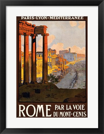 Framed Art Rome par la voie du Mont-Cenis, travel poster 1920 Wall Decor 18x24 Artwork