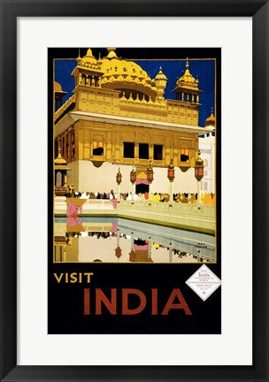 Framed Art Visit India, travel poster, 1935 Wall Decor 18x24 Artwork