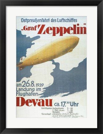 Framed Art Zeppelin in Devau 1939 Wall Decor 18x24 Artwork