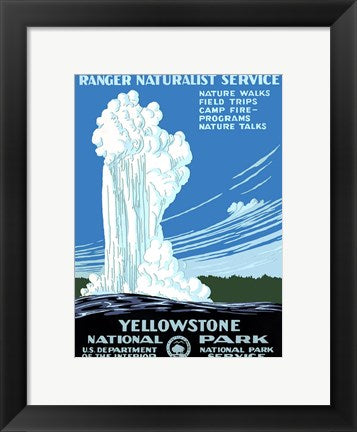 Framed Art Yellowstone National Park poster 1938 Wall Decor 18x24 Artwork