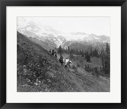 People on horseback, on trail, Van Trump Park, Mt. Rainier National Park, Washington