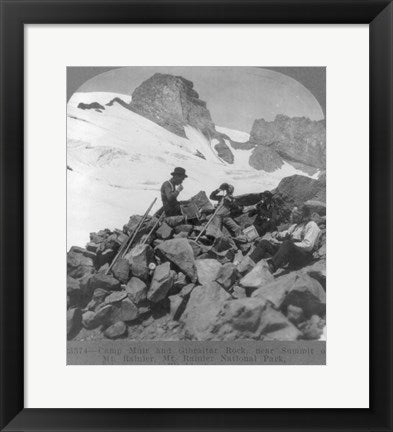 Framed Art Washington - Mount Rainier Toiling up a snowfield Wall Decor 18x24 Artwork