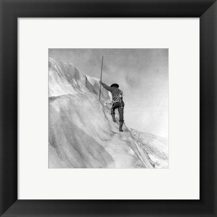 Framed Art Washington - Mount Rainier Guide cutting steps on ice slope near summit Wall Decor 18x24 Artwork