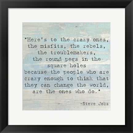 Framed Art Here's to the Crazy Ones, Steve Jobs Quote Wall Decor 18x24 Artwork