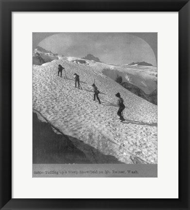 Framed Art Washington - Mount Rainier Toiling up a steep snowfield Wall Decor 18x24 Artwork