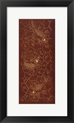 Framed Art Katagami stencil with fish Wall Decor 18x24 Artwork