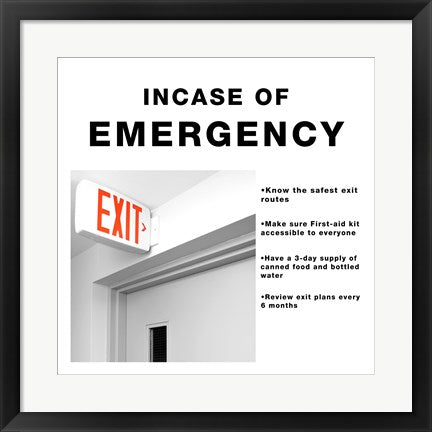 Framed Art In Case Of Emergency Wall Decor 18x24 Artwork