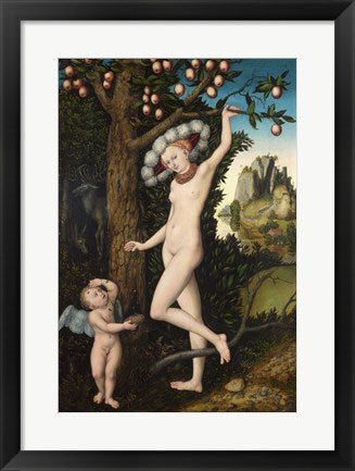 Framed Art Lucas Cranach the Elder - Cupid complaining to Venus Wall Decor 18x24 Artwork