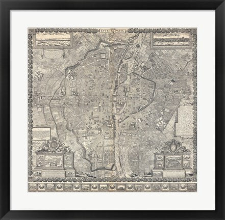 1652 Gomboust Map of Paris, France