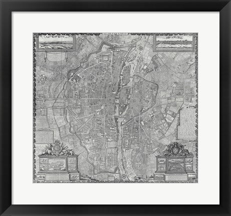 Framed Art 1652 Plan de Gomboust Framed Art for your Home Wall Decor 18x24 Artwork