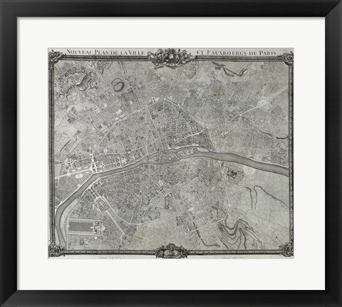 Framed Art 1775 Plan de Jaillot Framed Art for your Home Wall Decor 18x24 Artwork