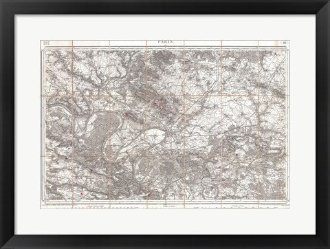 Framed Art Frame Art 1852 Depot de Guerre Map of Paris and its Environs, France Wall Decor 18x24 Artwork