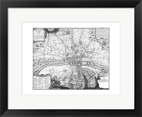 Framed Art Plan de Paris - gray Wall Decor 18x24 Artwork