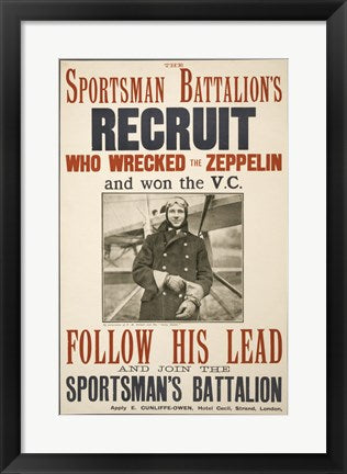 Framed Art The Sportsman Battalion's Recruit Poster Wall Decor 18x24 Artwork