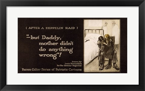 Framed Art Frame Art After a Zeppelin Raid -- But Daddy, mother didn't do anything wrong! Wall Decor 18x24 Artwork