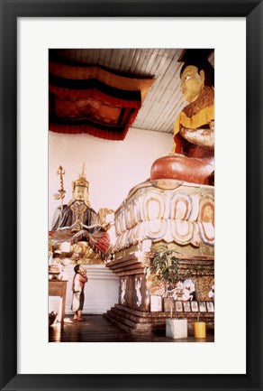 Framed Art Frame Art A Young Girl Praying in Front of a Giant Buddha Statue Wall Decor 18x24 Artwork