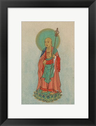 Framed Art Buddha Standing on a Lotus Wall Decor 18x24 Artwork
