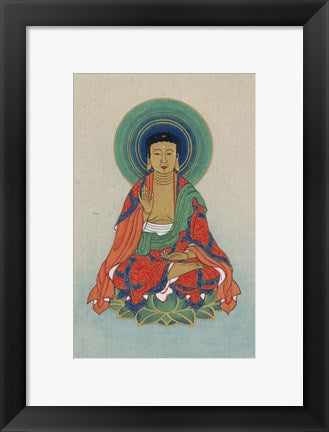 Framed Art Buddha Sitting on a Lotus Wall Decor 18x24 Artwork