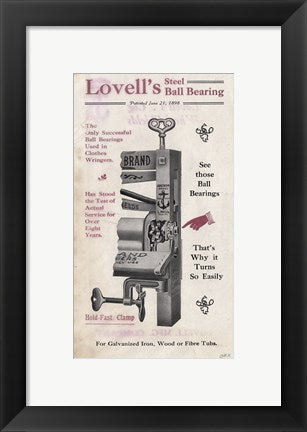 Framed Art Lovell's Clothes Wringer Wall Decor 18x24 Artwork