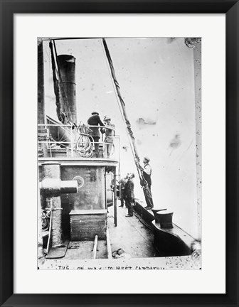 Framed Art Tug on Way to Meet Carpathia Wall Decor 18x24 Artwork