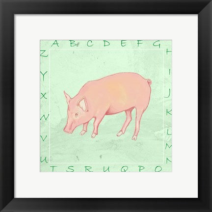 Framed Art Pig Alphabet Wall Decor 18x24 Artwork