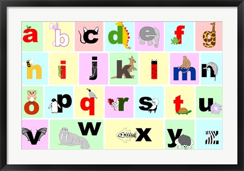 Framed Art Animal Alphabet by Veruca Salt Wall Decor 18x24 Artwork