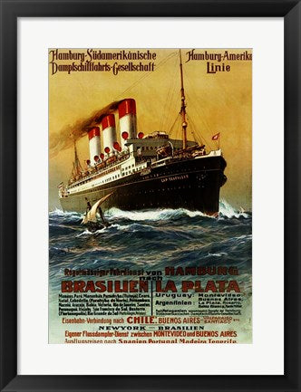 Framed Art Poster of the Hamburg South American Steamship Company Wall Decor 18x24 Artwork