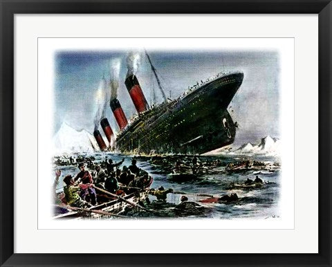 Framed Art Titanic Sinking Wall Decor 18x24 Artwork