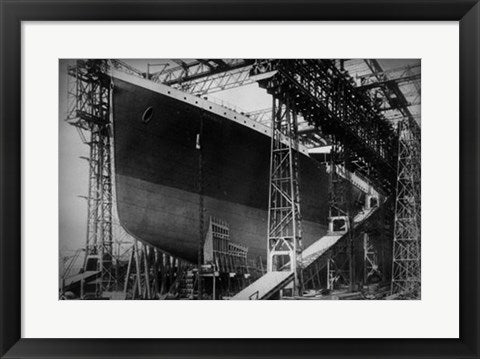 Framed Art Titanic Constructed at the Harland and Wolff Shipyard in Belfast Before Sail Wall Decor 18x24 Artwork