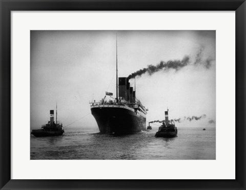 Framed Art Titanic with Tugboats Wall Decor 18x24 Artwork