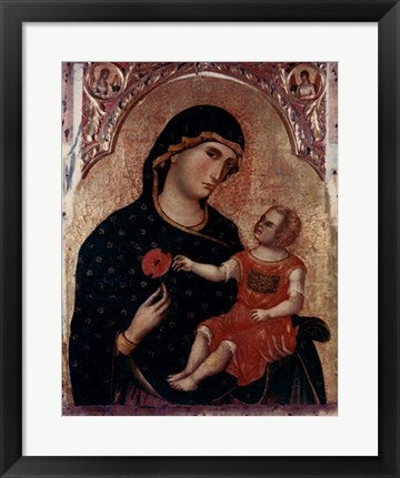 Framed Art Madonna Holding Rose with Child Wall Decor 18x24 Artwork