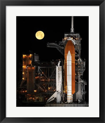 Framed Art Space Shuttle Discovery under a Full Moon Wall Decor 18x24 Artwork