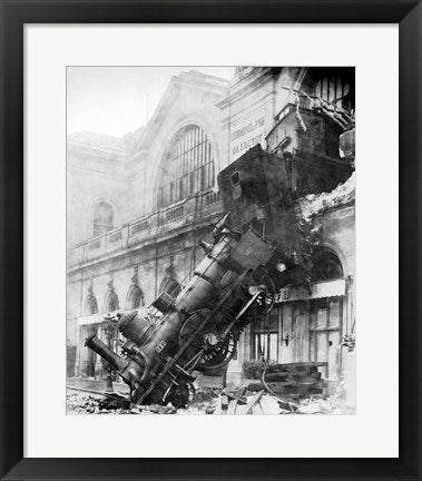Framed Art Train Wreck at Montparnasse 1895 Wall Decor 18x24 Artwork