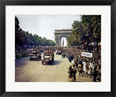 Framed Art Frame Art Crowds of French Patriots Line the Champs Elysees Wall Decor 18x24 Artwork