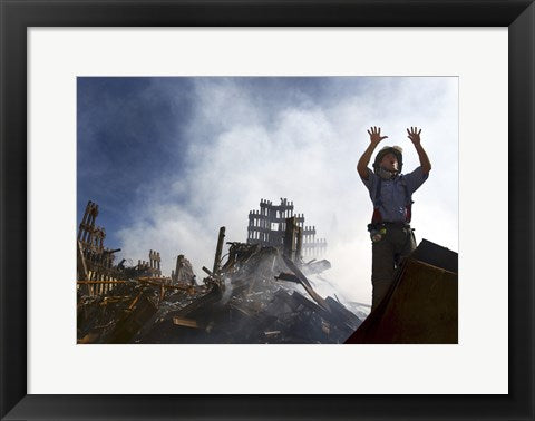 Framed Art Frame Art A New York City Fireman Calls for 10 More Rescue Workers, World Trade Center Wall Decor 18x24 Artwork