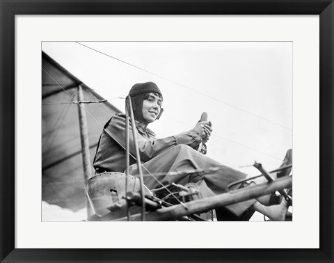 Framed Art Frame Art Aviator Helene Dutrieu Seated in Her Airplane Wall Decor 18x24 Artwork