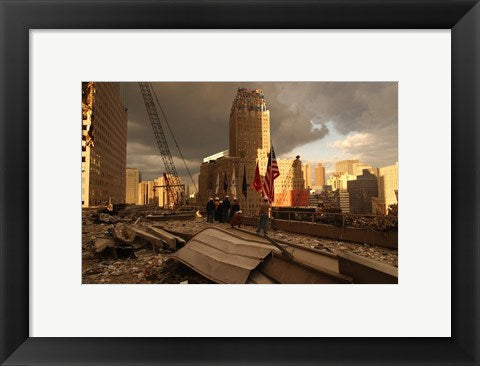 Framed Art Frame Art Debris On Surrounding Roofs at the site of the World Trade Center Wall Decor 18x24 Artwork