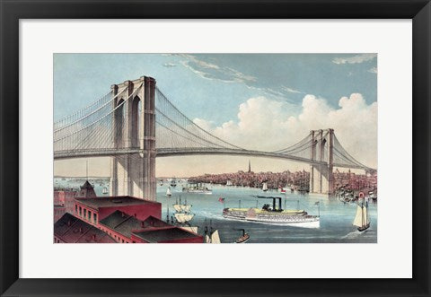 Framed Art The Great East River Suspension Bridge Wall Decor 18x24 Artwork