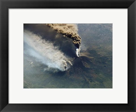 Framed Art Mt. Etna Eruption seen from the International Space Station Wall Decor 18x24 Artwork