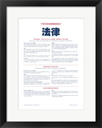 Framed Art Frame Art Equal Opportunity Employment Chinese Version 2012 Wall Decor 18x24 Artwork