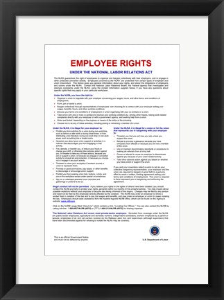 Framed Art Employee Rights Framed Art for your Home Wall Decor 18x24 Artwork