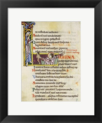 Framed Art Initial L from Psalm 118, verse 109th In Albani Psalter Wall Decor 18x24 Artwork