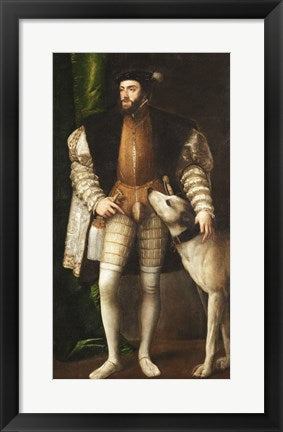 Framed Art Emperor Carlos V with a Dog Wall Decor 18x24 Artwork
